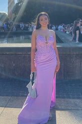 Hot Mermaid Lilac Prom Dresses V-neck Ruched Formal Dress Online